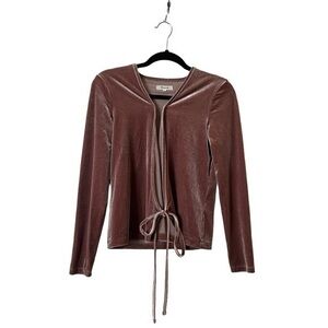 Madewell Mauve / Dusty Rose Velvety Velour Ballet Wrap Top Cardigan w/ Tie